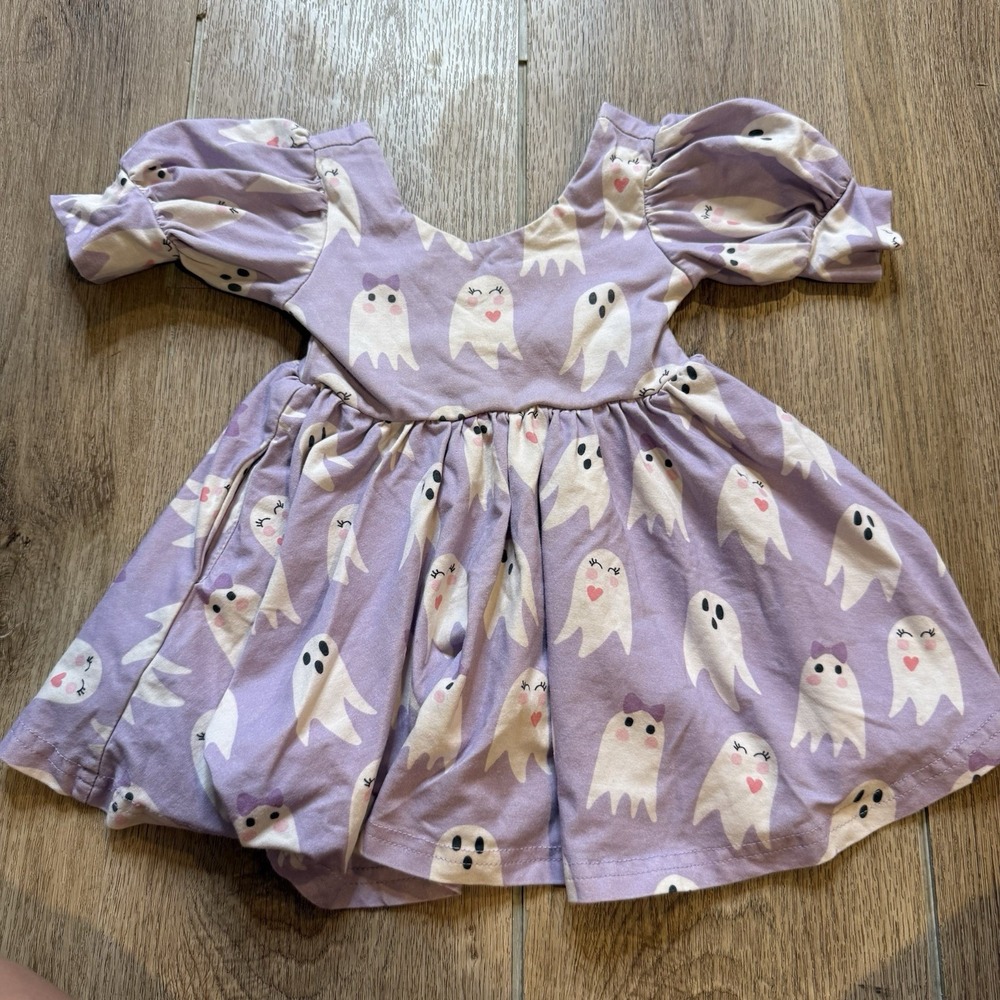 Ollie Jay Purple Girly Ghost Puff Twirl Dress Halloween Toddler 12-18 Months